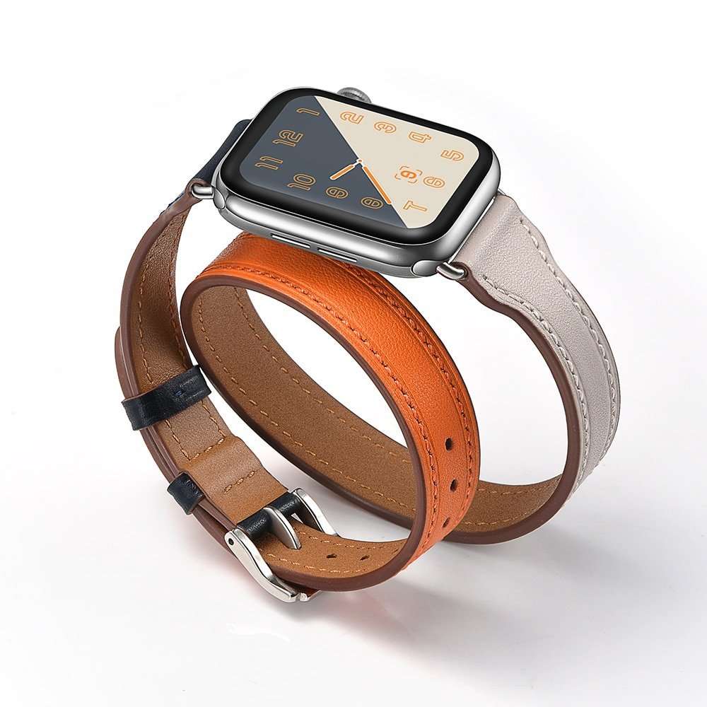 Leather bracelet strap for apple watch
