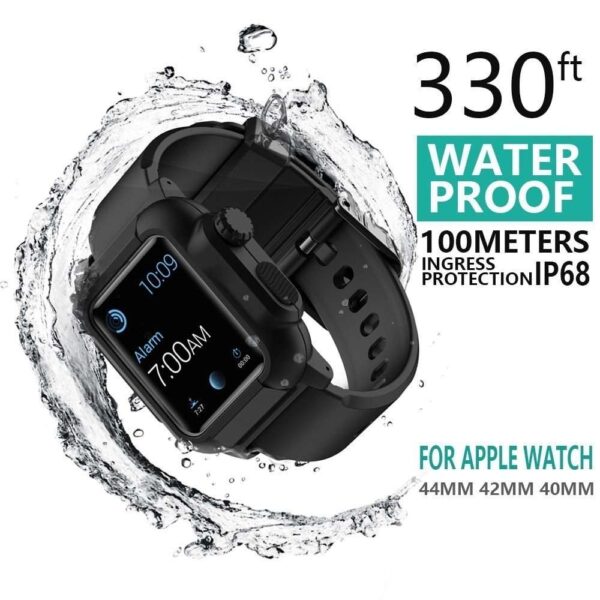 Silicone Waterproof case For Apple Watch band series 3 & 2 and 4&5