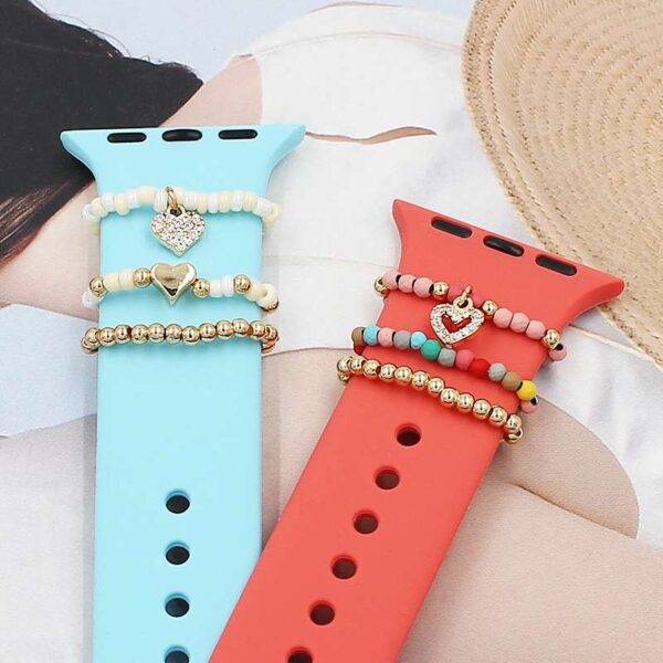For apple watch band metal charms decorative ring diamond ornament smart watch silicone strap accessories for