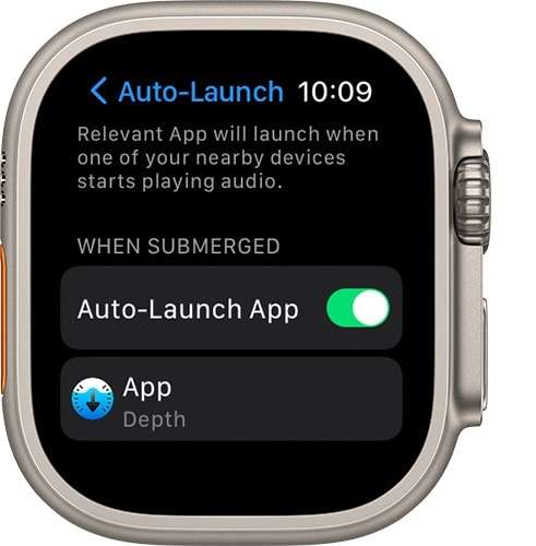 Auto launch depth app on apple watch ultra